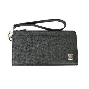Louis Vuitton Zippy Dragonne Taiga Leather Zip Black Handle